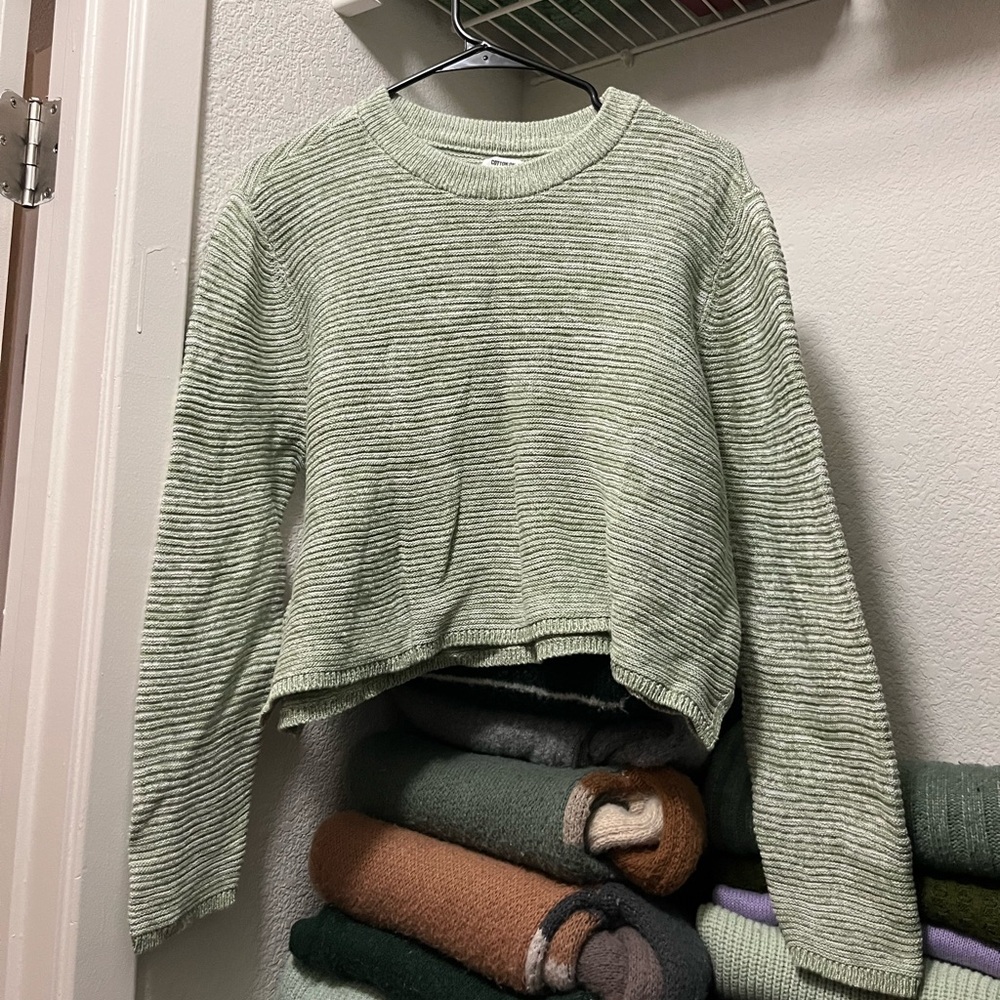 green sweater